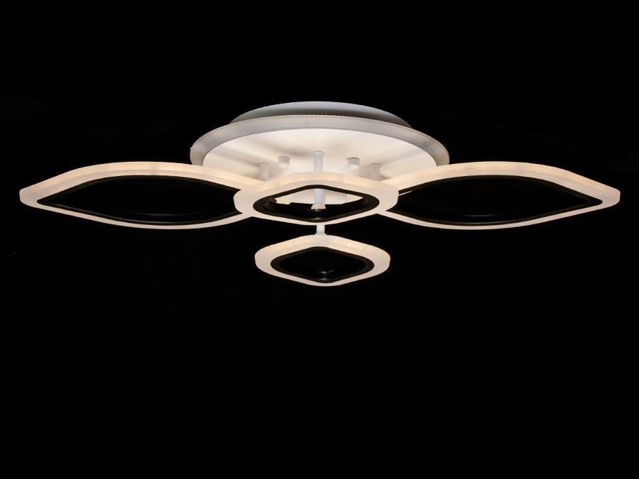 Стельова LED-люстра на кухню з пультом, колір чорний, 75W на 11м2