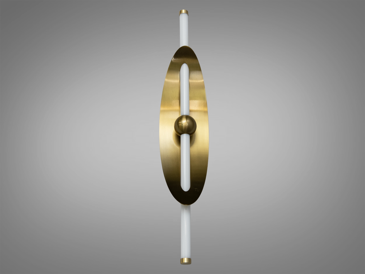 Настінний світильник з латуні з вертикальним розміщенням, оснащений двома світлодіодними трубками для сучасного інтер’єру.