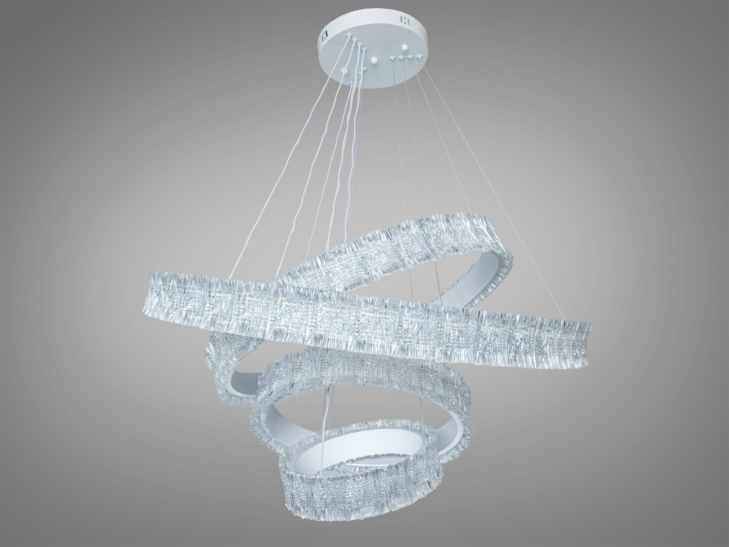 Світлодіодна люстра LED біла з кришталевими кільцями дистанційне керування