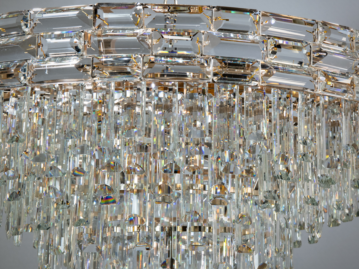 Кришталева люстра B9085-800GD срібло 19 ламп