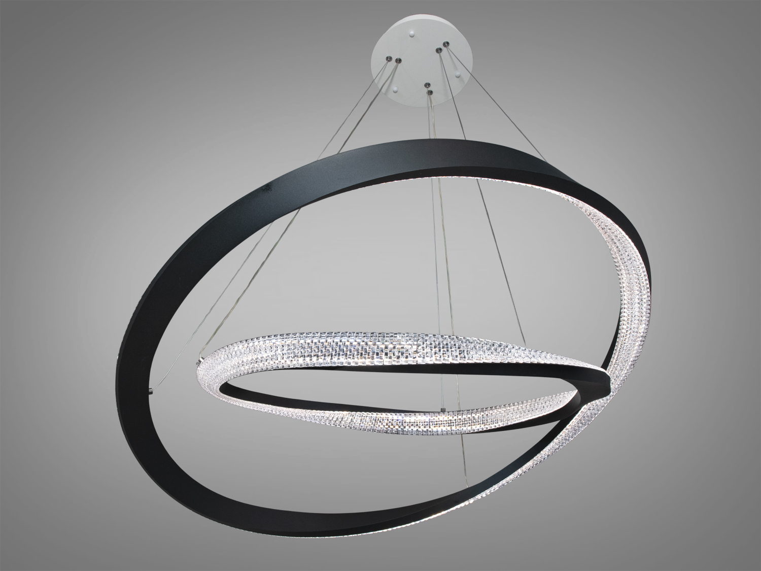 Оригінальна LED люстра для залу з пультом, чорний, 100W на 14м2