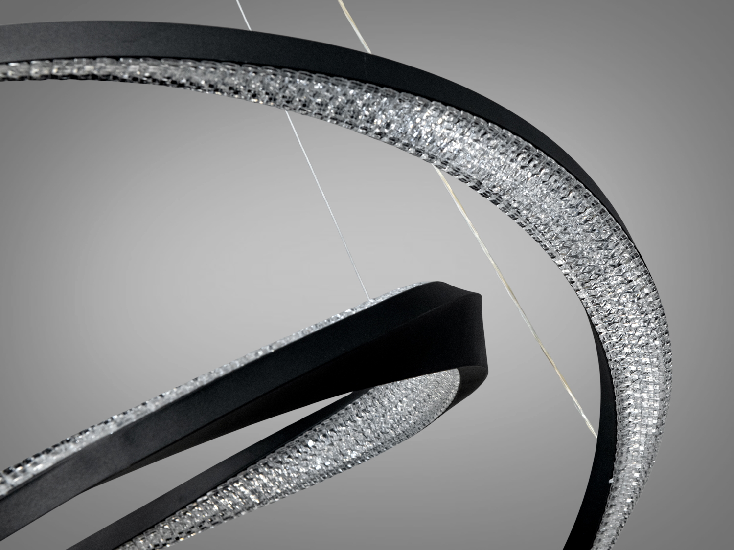Оригінальна LED люстра для залу з пультом, чорний, 100W на 14м2
