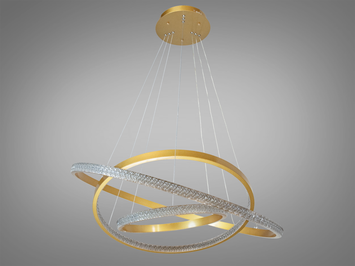 Вишукана LED люстра у вітальню з пультом, золото, 120W на 17м2