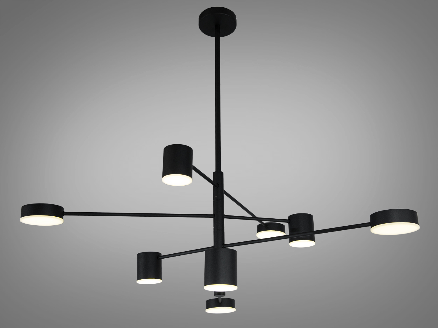 Світлодіодна люстра D302-8BK-LS 40W з чорним мінімалістичним дизайном для сучасних інтер′єрів.