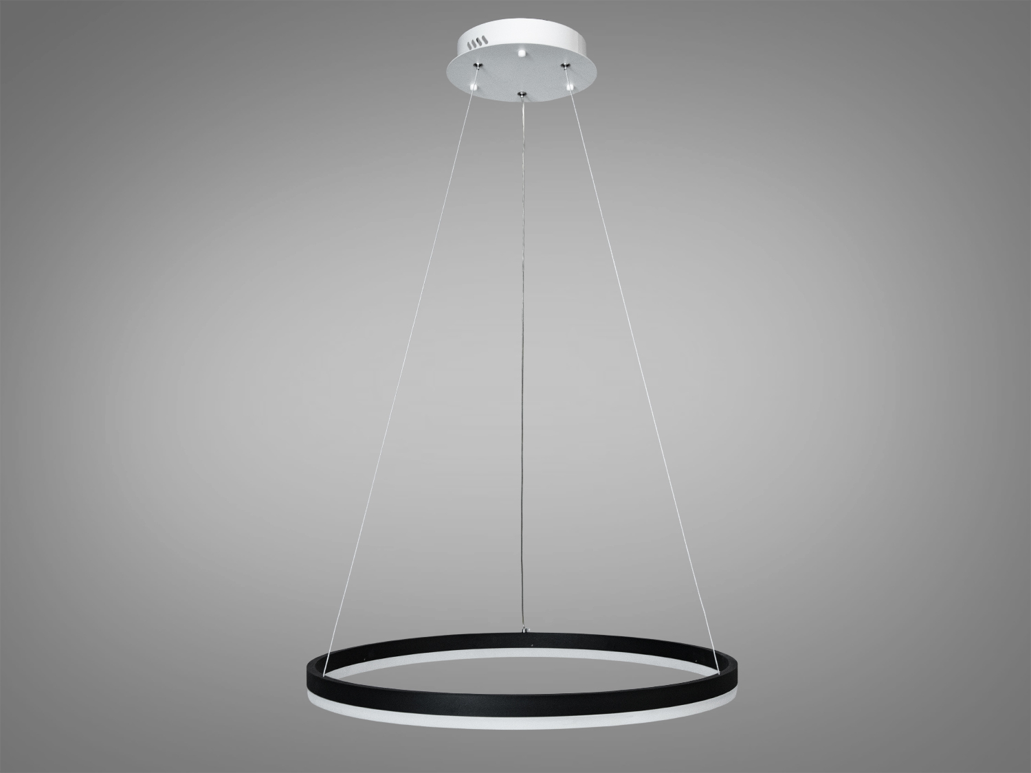 Світлодіодна люстра на тросах виглядає стримано та сучасно, що робить її чудовим вибором для стильних і функціональних інтерєрів.