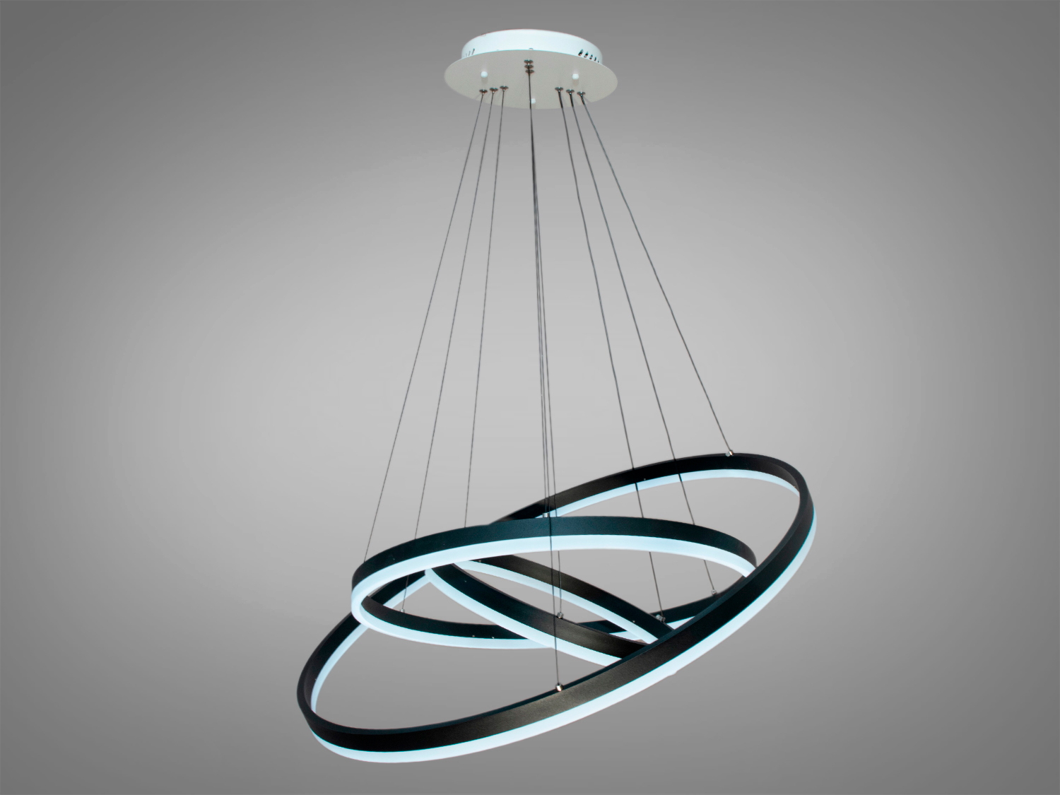 Підвісна світлодіодна люстра з димером, колір чорний, 160W на 23м2