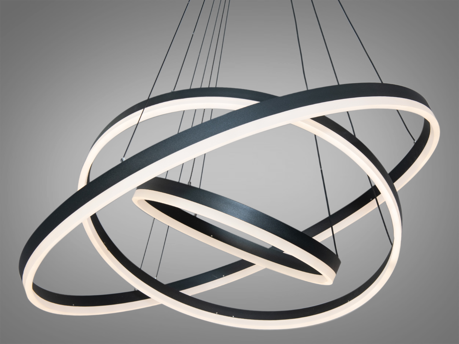 Підвісна світлодіодна люстра з димером, колір чорний, 160W на 23м2