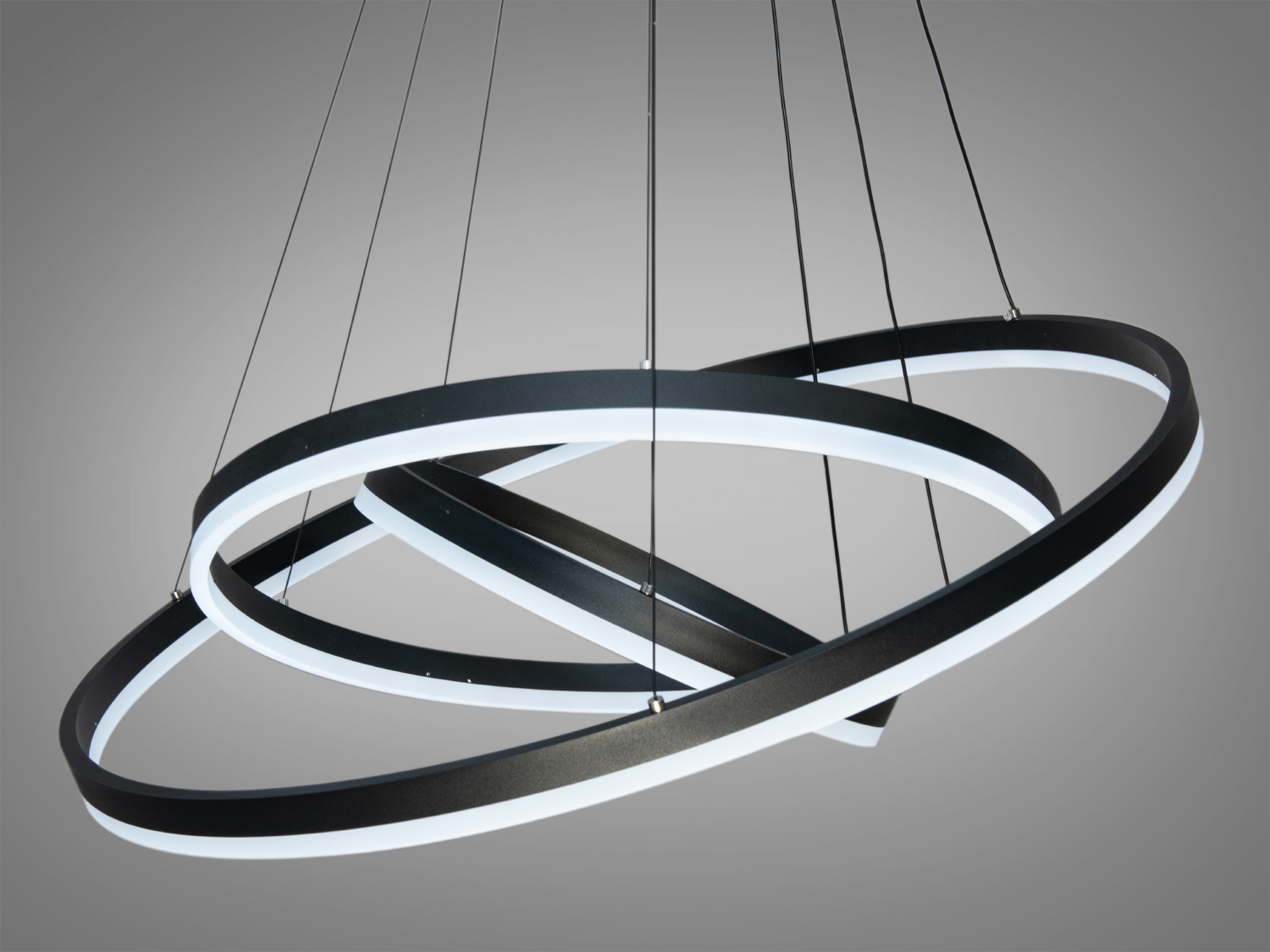 Підвісна світлодіодна люстра з димером, колір чорний, 160W на 23м2