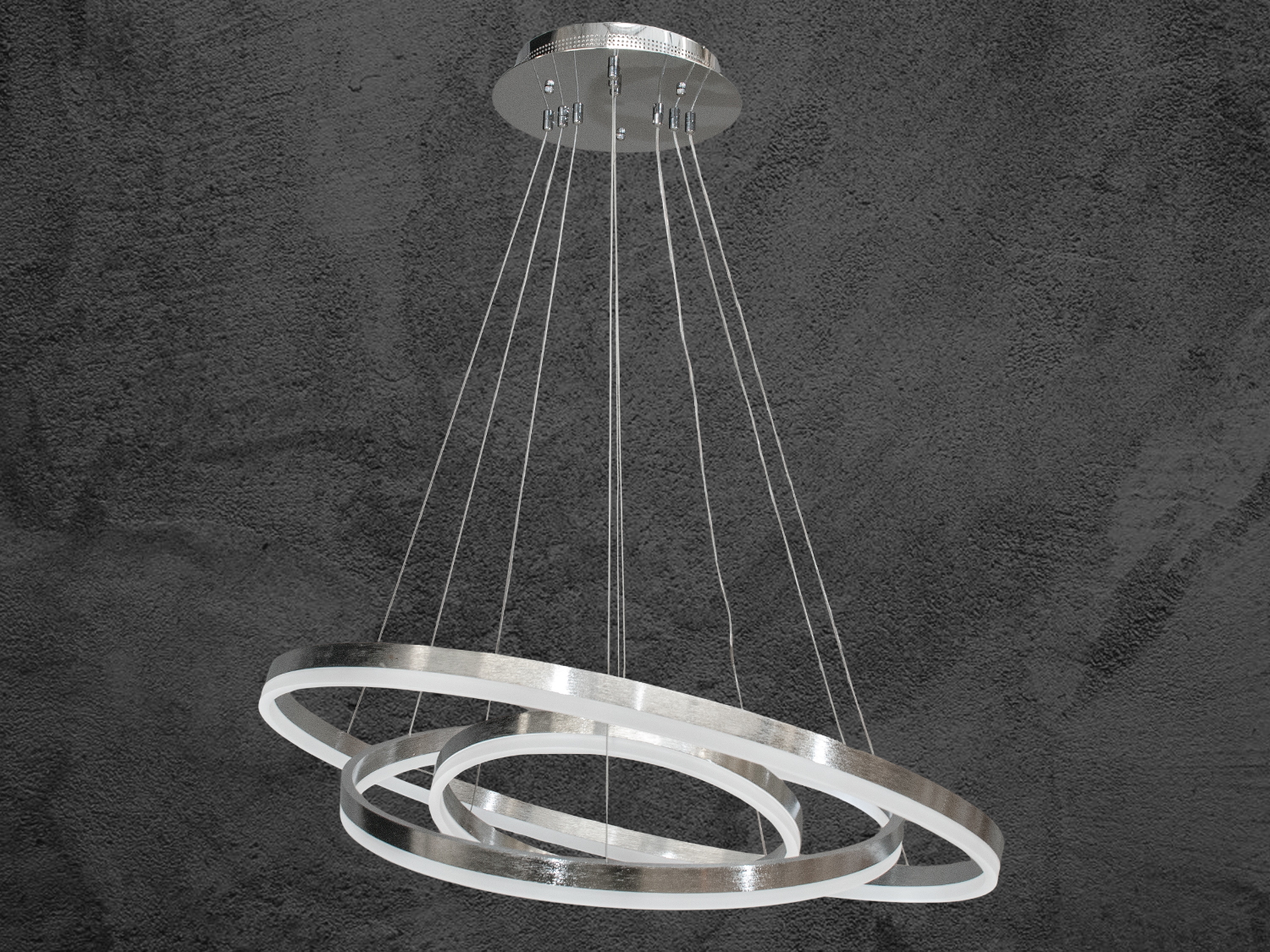 Кільцевий світильник з регульованим монтажем, виконаний у мінімалістичному стилі, підходить для офісів.