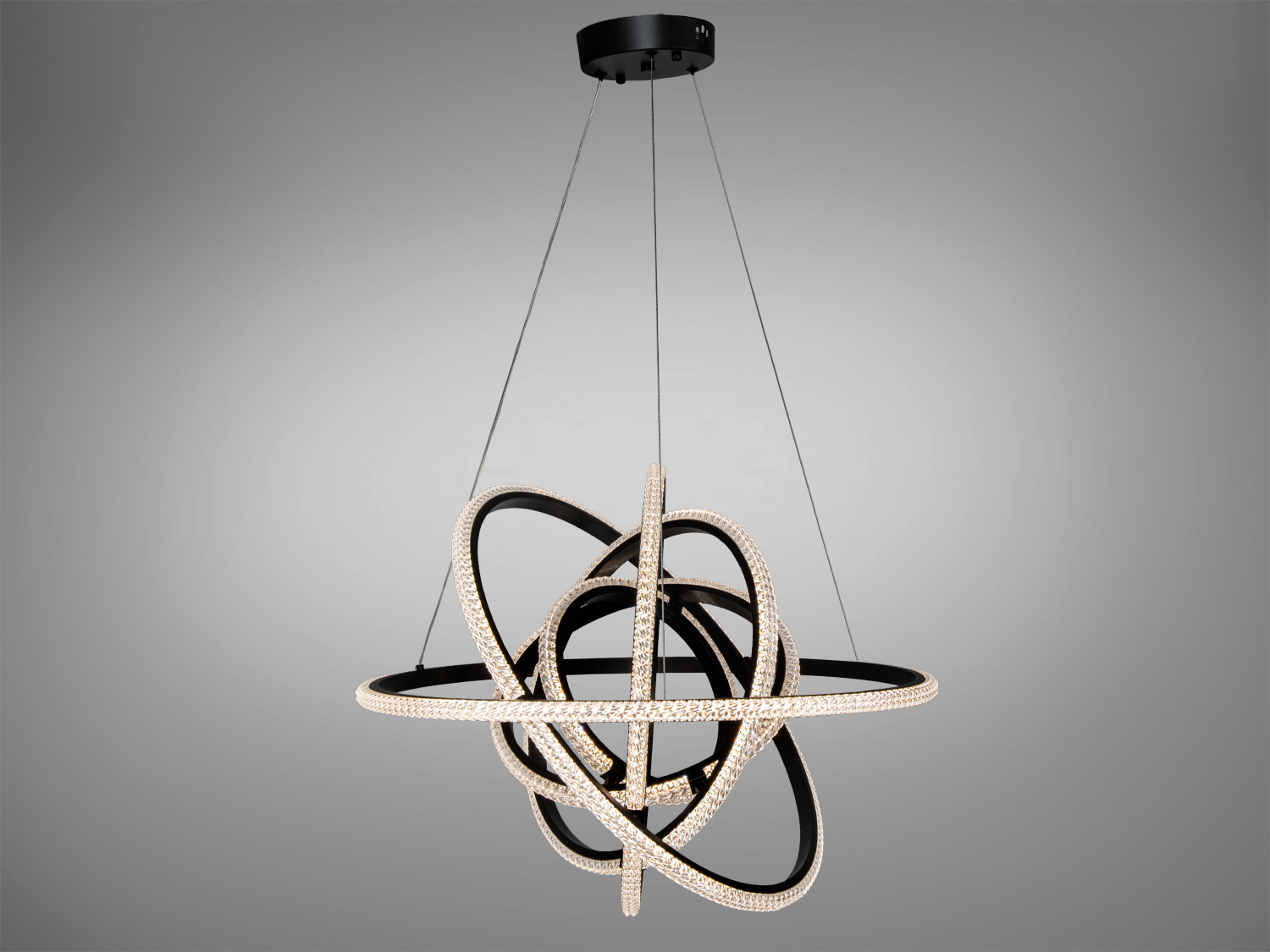 Світлодіодна люстра LED Новинки D8705 чорна 95 Вт 6 кілець пульт