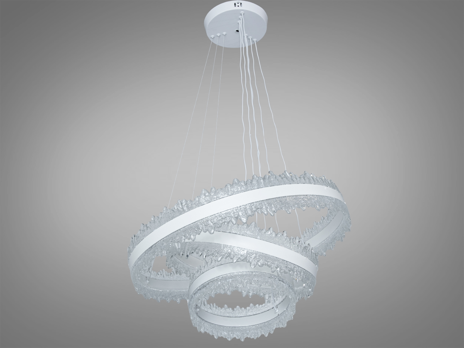 Світлодіодна підвісна люстра D8751 3 кільця біла 185 Вт керування пультом