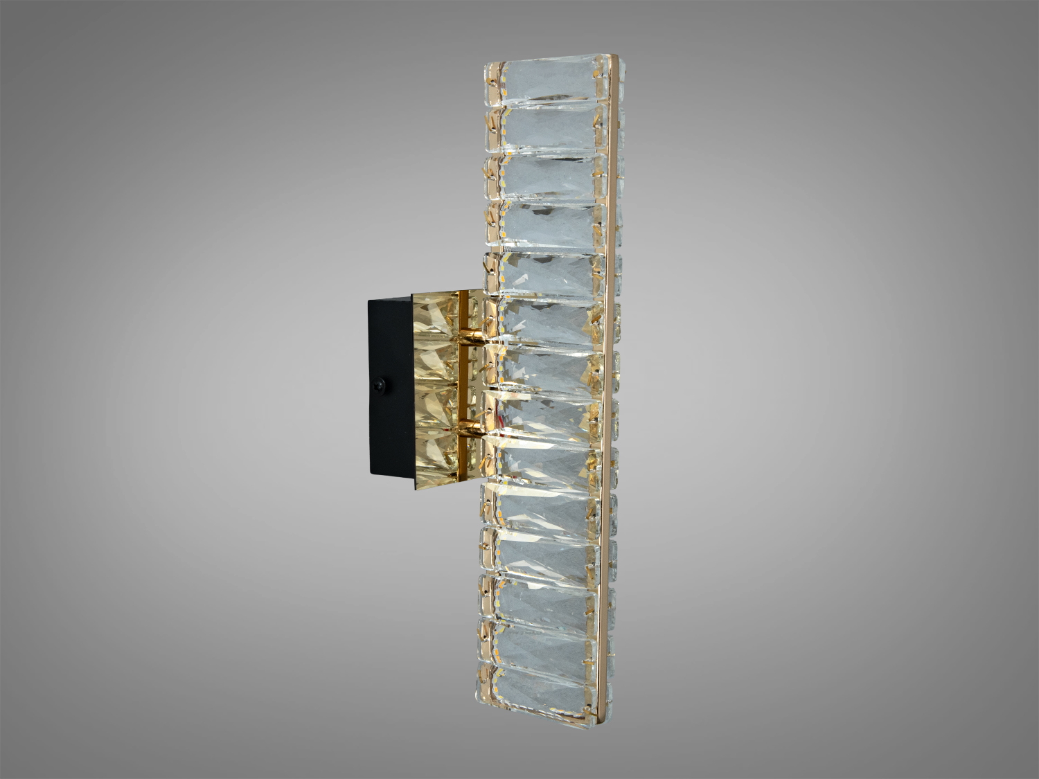 Настінний світильник з довгим корпусом, прозоре скло, чорна основа. Підходить для ванної кімнати або коридору, додає елегантності.