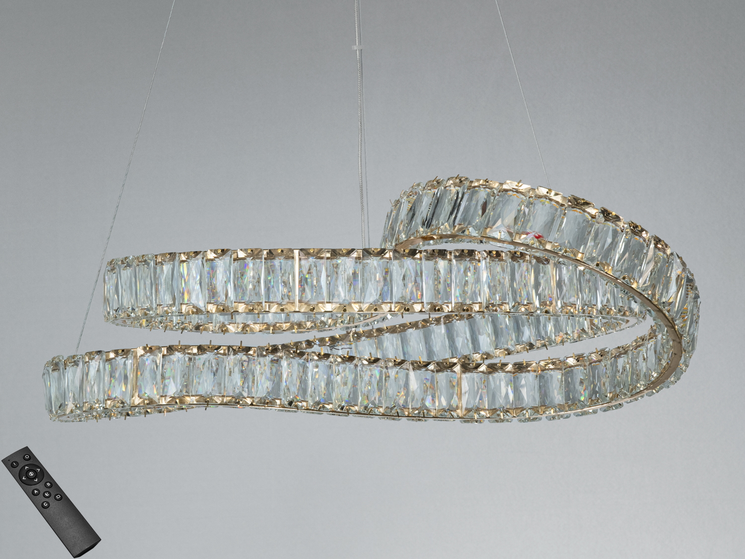 Люстра LED Diasha підвісна золото 85 Вт з пультом дистанційного керування