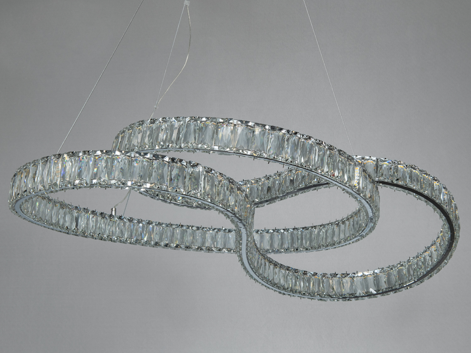 Світлодіодна люстра D8816 три кільця хром 93 Вт з пультом