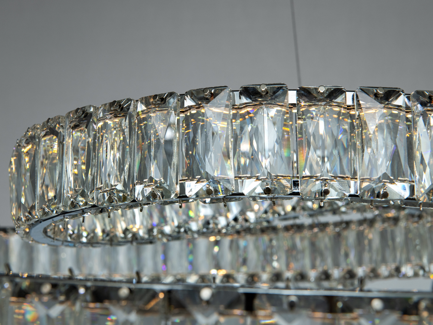 Світлодіодна люстра D8816 три кільця хром 93 Вт з пультом