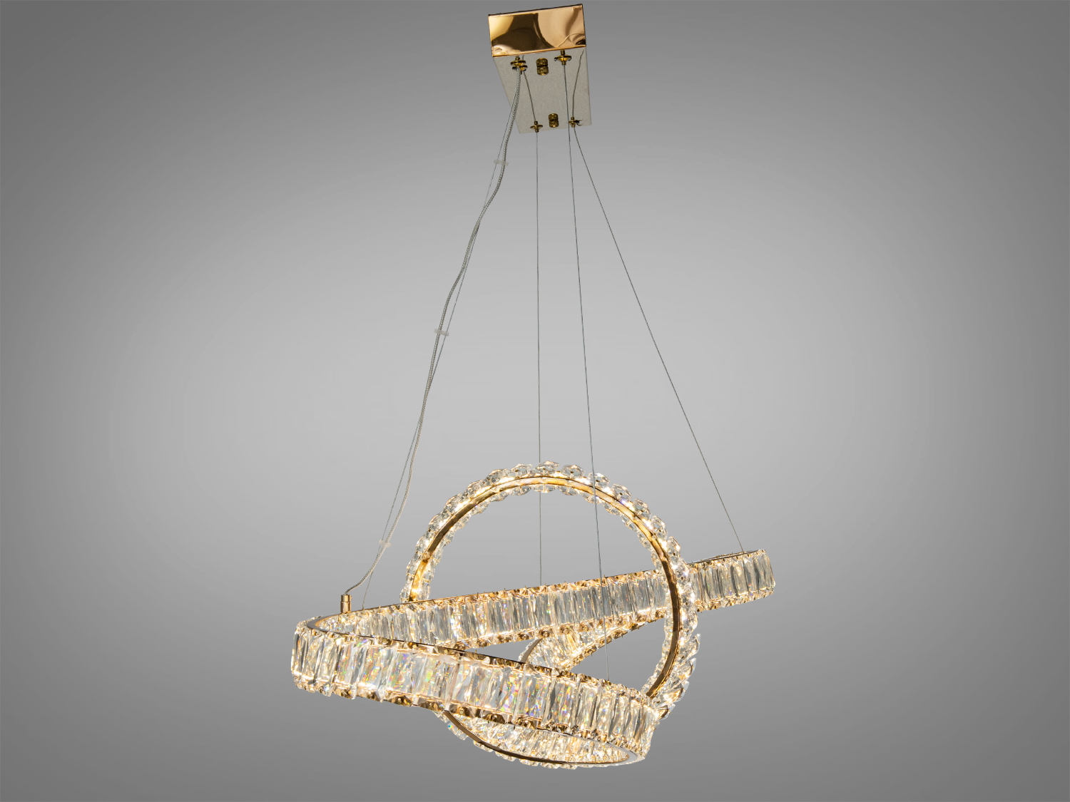 Підвісна LED люстра Diasha золото 85Вт пульт дистанційного керування до 15м²