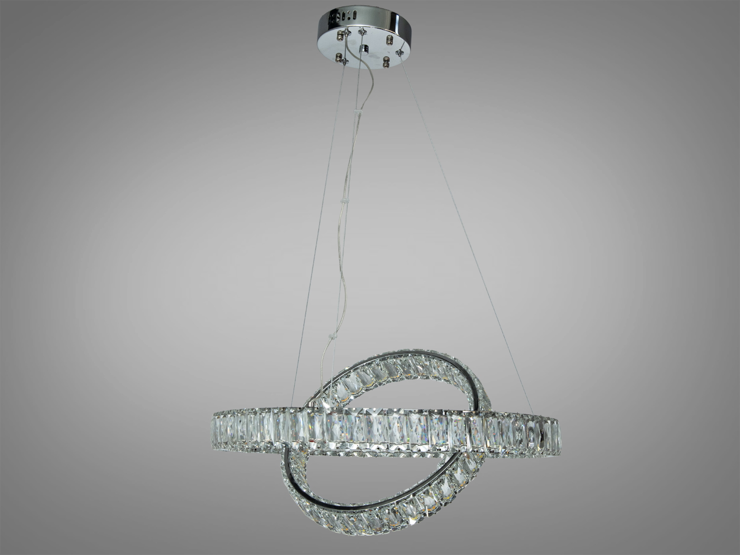 Світлодіодна люстра LED два кільця 88 Вт хром з пультом дистанційного керування