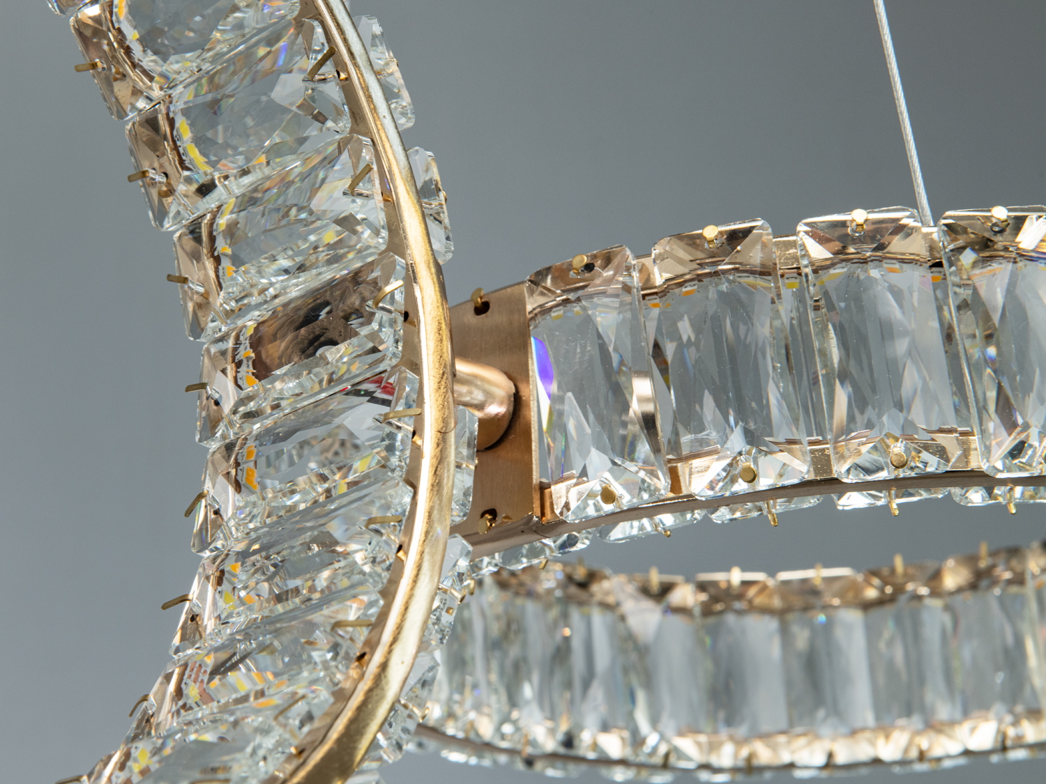 Світлодіодна люстра Diasha 3 кільця золото 68Вт LED підвісна кришталева