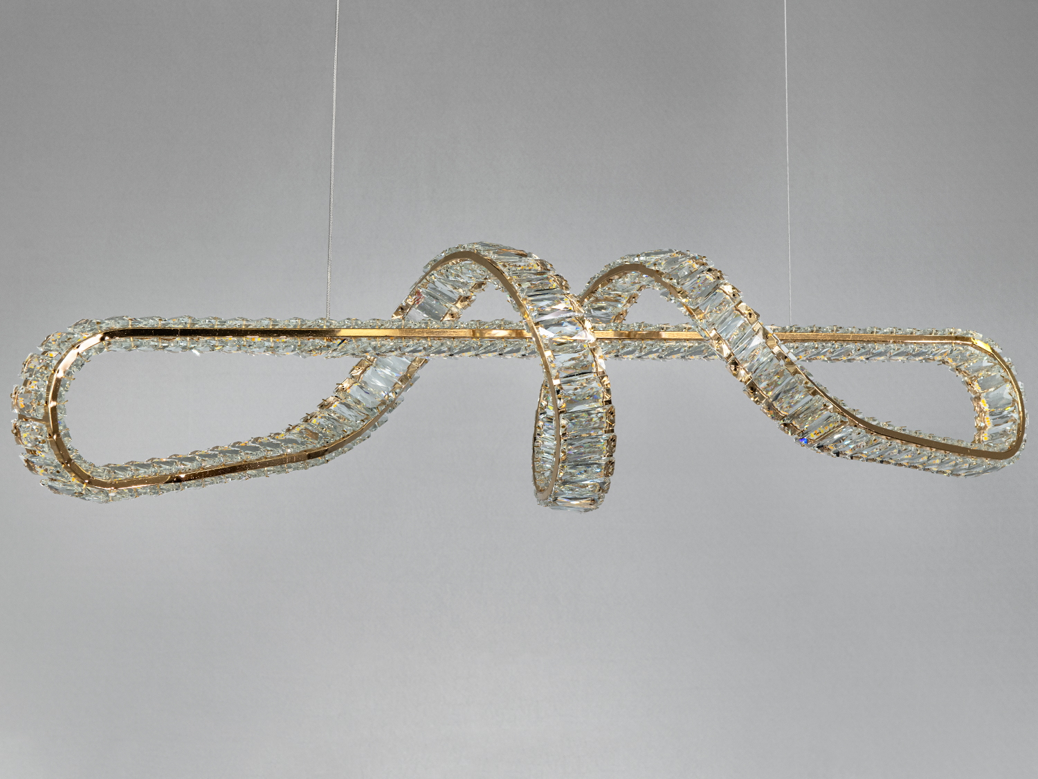 Люстра LED з криштальними елементами золото сучасний дизайн підвісна