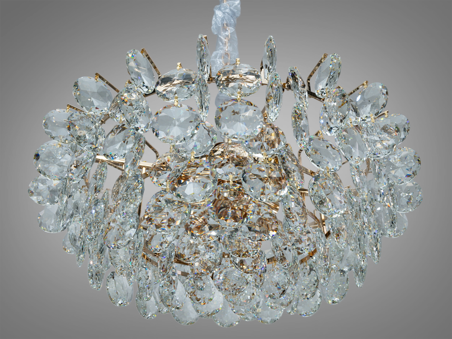 Люстра кришталева класична золото 13xE14 кругла