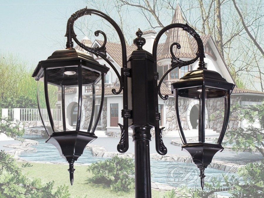 Садово-парковий світильник на два плафони (вуличні ліхтарі на стовп) від ТМ 