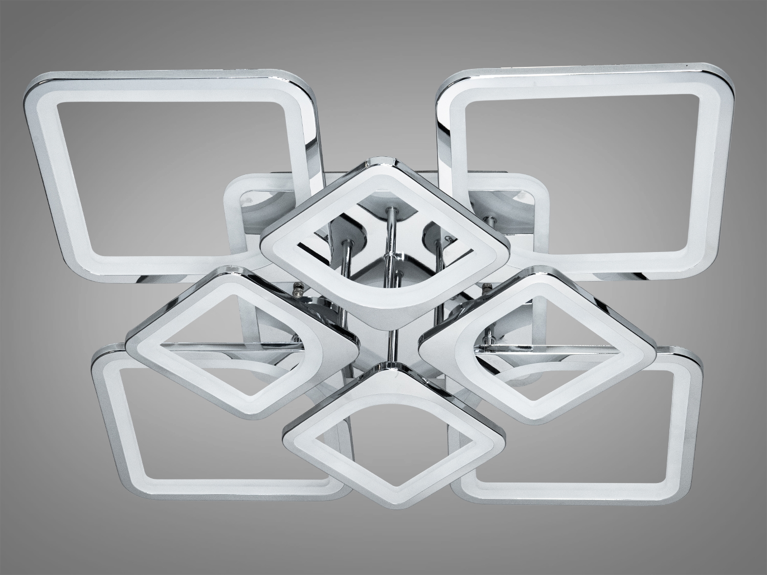 Стильна LED люстра для зали з підсвічуванням, хром, 155W на 22м2