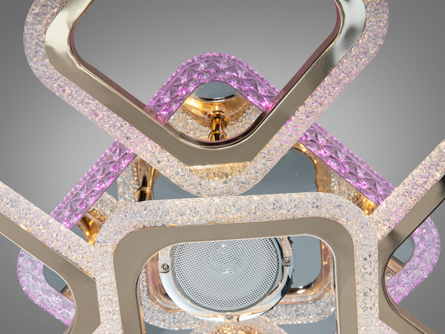 Стельова люстра Diasha J618-4+1GMP3-LS хром золото MP3 димер 150W LED підсвічування