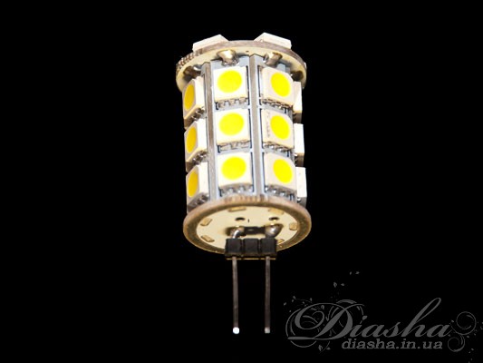  Світлодіодна лампа збільшеного розміру. Може бути використана тільки з плафонами відкритого типу і точковими світильниками виробництва ТМ «Діаша». Ця світлодіодна лампа відповідає висвітленню галогеновий лампі 40 W. Вона призначена для заміни стандартної галогенною лампи на 12 В типу G4, яка використовується в люстрах, бра і точкових світильниках ТМ «Діаша». У лампі використані світлодіоди типу 5050SMD. Світлодіодні лампи пожежобезпечні, оскільки вони не нагріваються і можуть використовуватися в натяжних стелях. Кут світла становить 360°. Світлодіодні лампи служать мінімум в 10 разів довше, і споживають на 90% менше енергії, порівняно із звичайними галогенними лампами. LED лампи випромінюють тільки видимий спектр світла і абсолютно не містять ртуті, чим вигідно відрізняються від «економок», небезпечних для здоров'я людини. Увага - лампа може використовуватися тільки з електромагнітним трансформатором або блоком живлення для світлодіодних ламп та світлодіодних стрічок.