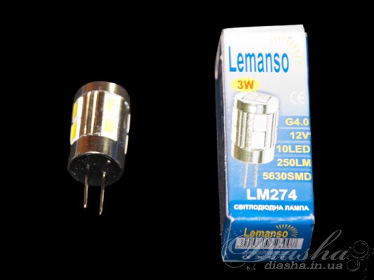     Предназначена для замены стандартной галогенной лампы на 12В типа G4 используемой в люстрах, бра и точечных светильниках ТМ «Диаша». Соответствует по освещению галогеновой лампе 30W. В лампе использованы светодиоды типа 5050SMD. Светодиодные лампы служат минимум в 10 раз дольше, и потребляют на 90% меньше энергии по сравнению с обычными галогенными лампами. LED лампы излучают только видимый спектр света и совершенно не содержат ртути чем выгодно отличаются от «экономок» опасных для здоровья человека. Светодиодные лампы пожаробезопасны, поскольку они не нагреваются и могут использоваться в натяжных потолках. Угол рассеивания луча составляет 360°.
    Установка LED лампы мощностью 3вт вместо 30 ваттной галогенки увеличивает яркость люстры или светильника в полтора раза!

   ВНИМАНИЕ!!! Лампа может использоваться только с электромагнитным трансформатором или блоком питания для светодиодных ламп и светодиодных лент.
