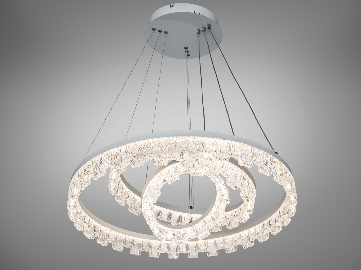 Світлодіодна люстра LED Diasha біла 3 кільця 105 Вт сучасна