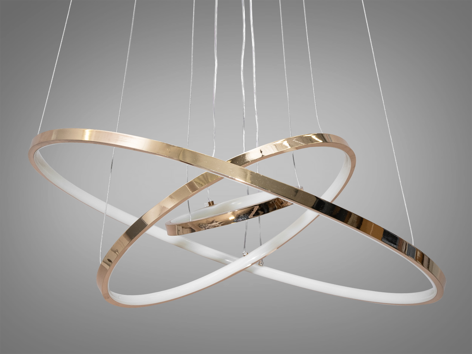 Підвісна LED люстра на 3 кільця, колір золото, 100W на 14м2