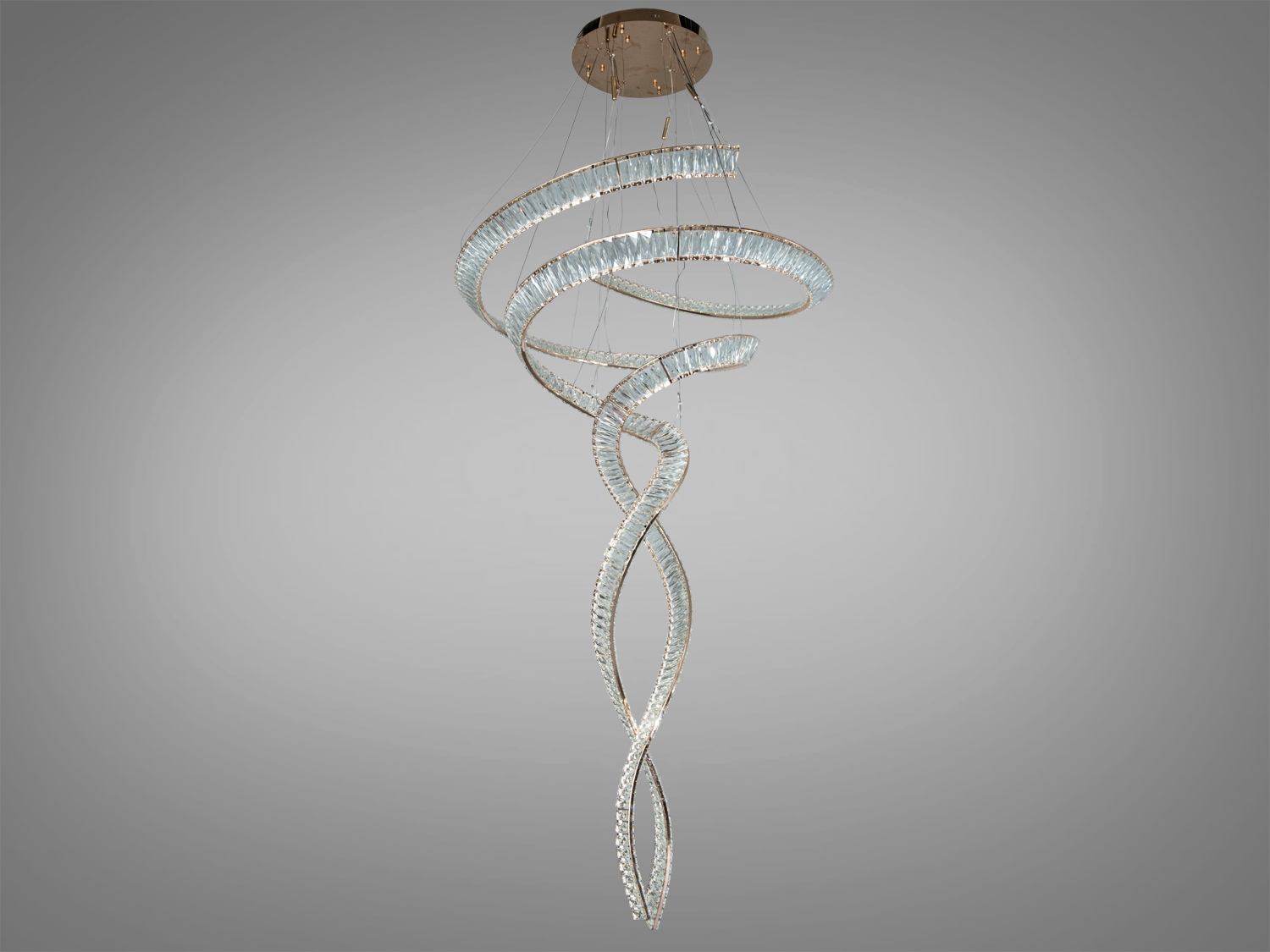 Люстра з криштальовими спіралями в золоті сучасний дизайн LED освітлення