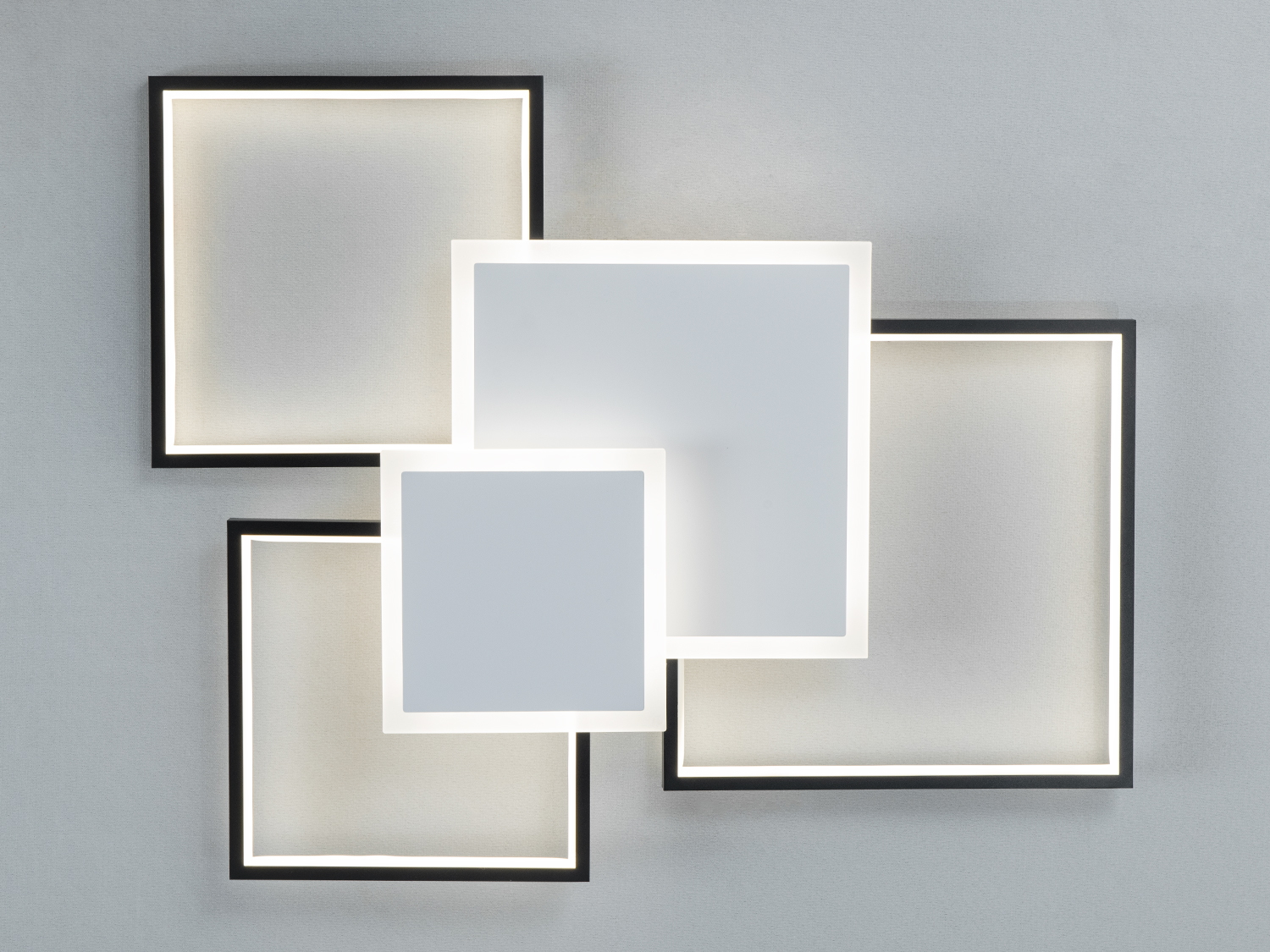 Стельова LED люстра MX2250-3 100 Вт білий чорний без пульта з геометричним дизайном для рівномірного освітлення кімнат 12-20 м².