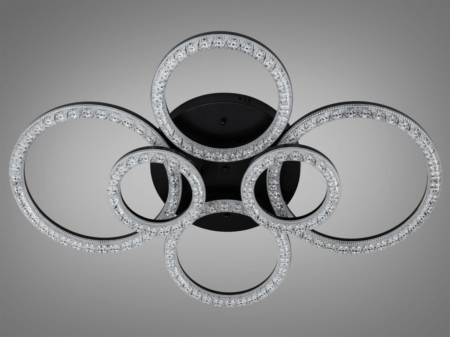 Світильник LED MX4770-2+2+2BK-BP-LS, чорний, з кристалічними кільцями