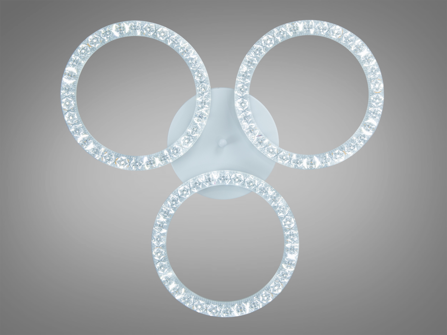 Стельова LED люстра Diasha MX4770 з трьома акриловими кільцями, 65 Вт, біла. Ідеально для невеликих кімнат, проста у використанні.