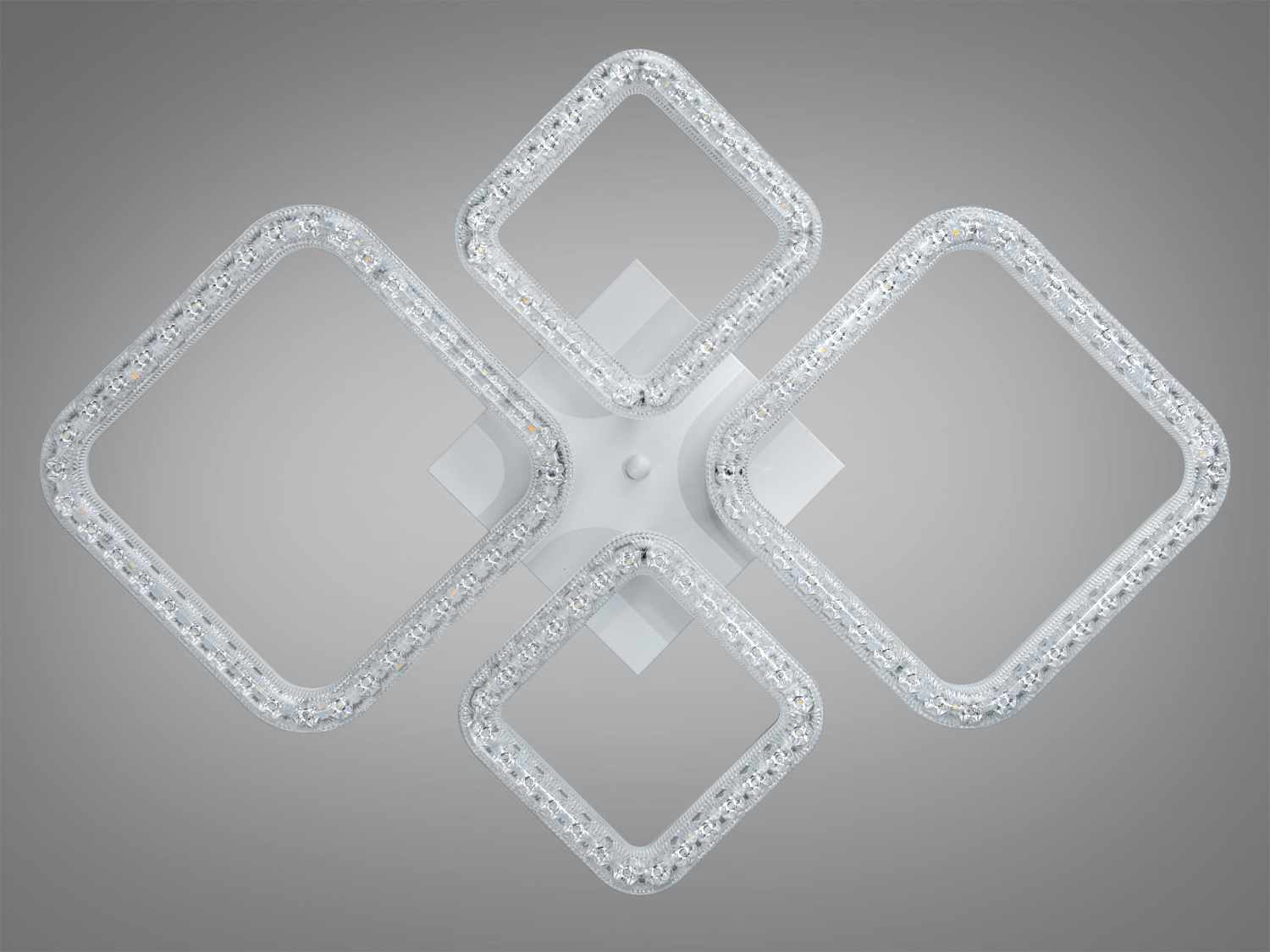 Сучасна LED люстра біла 70 Вт квадрати з кристалами для низьких стель