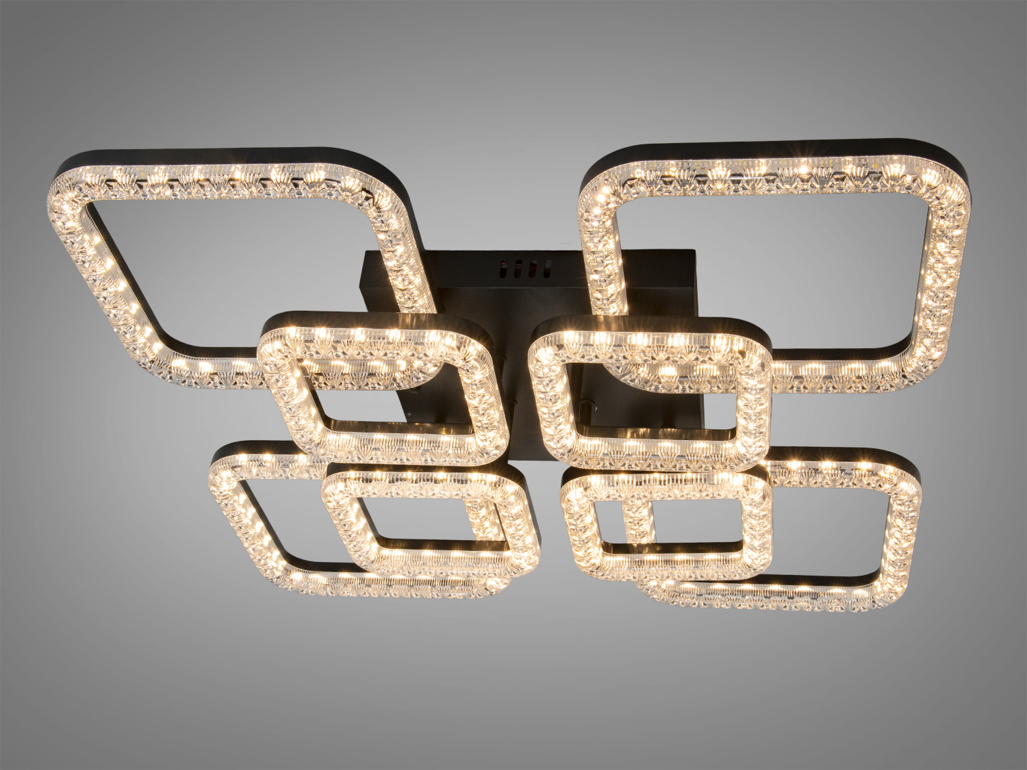 Потолочний світильник з квадратиками та кристалами чорний MX4771-4+4BK-BP-LS