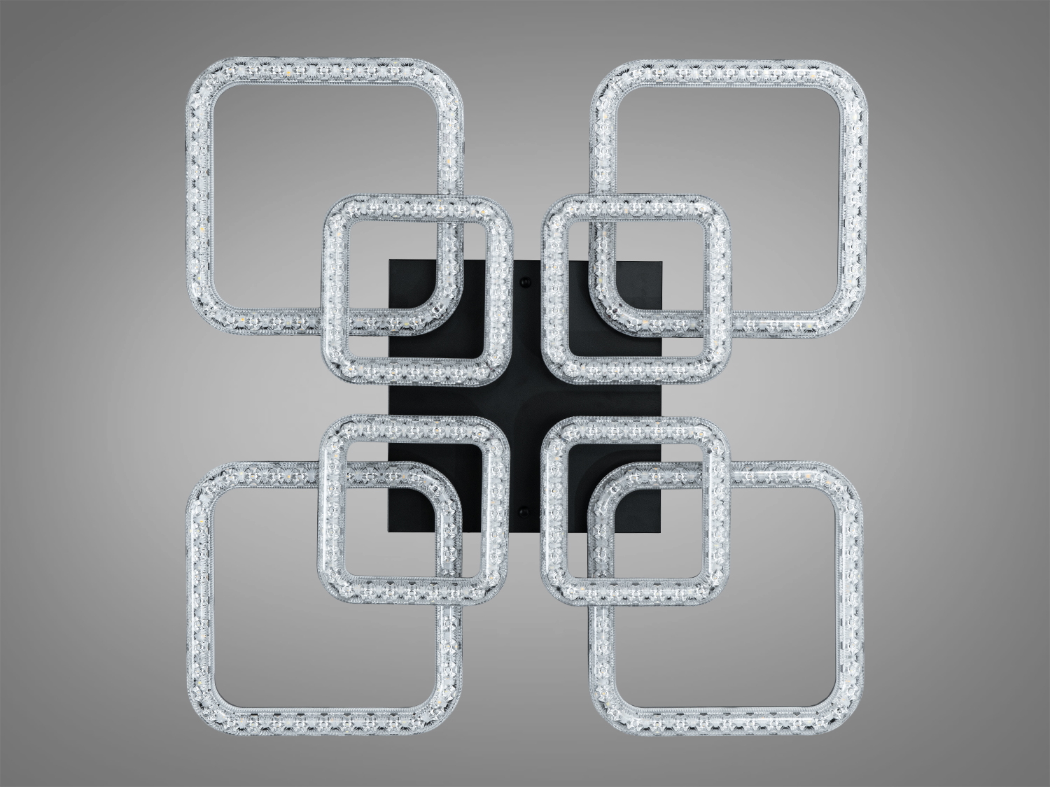 Потолочний світильник з квадратиками та кристалами чорний MX4771-4+4BK-BP-LS