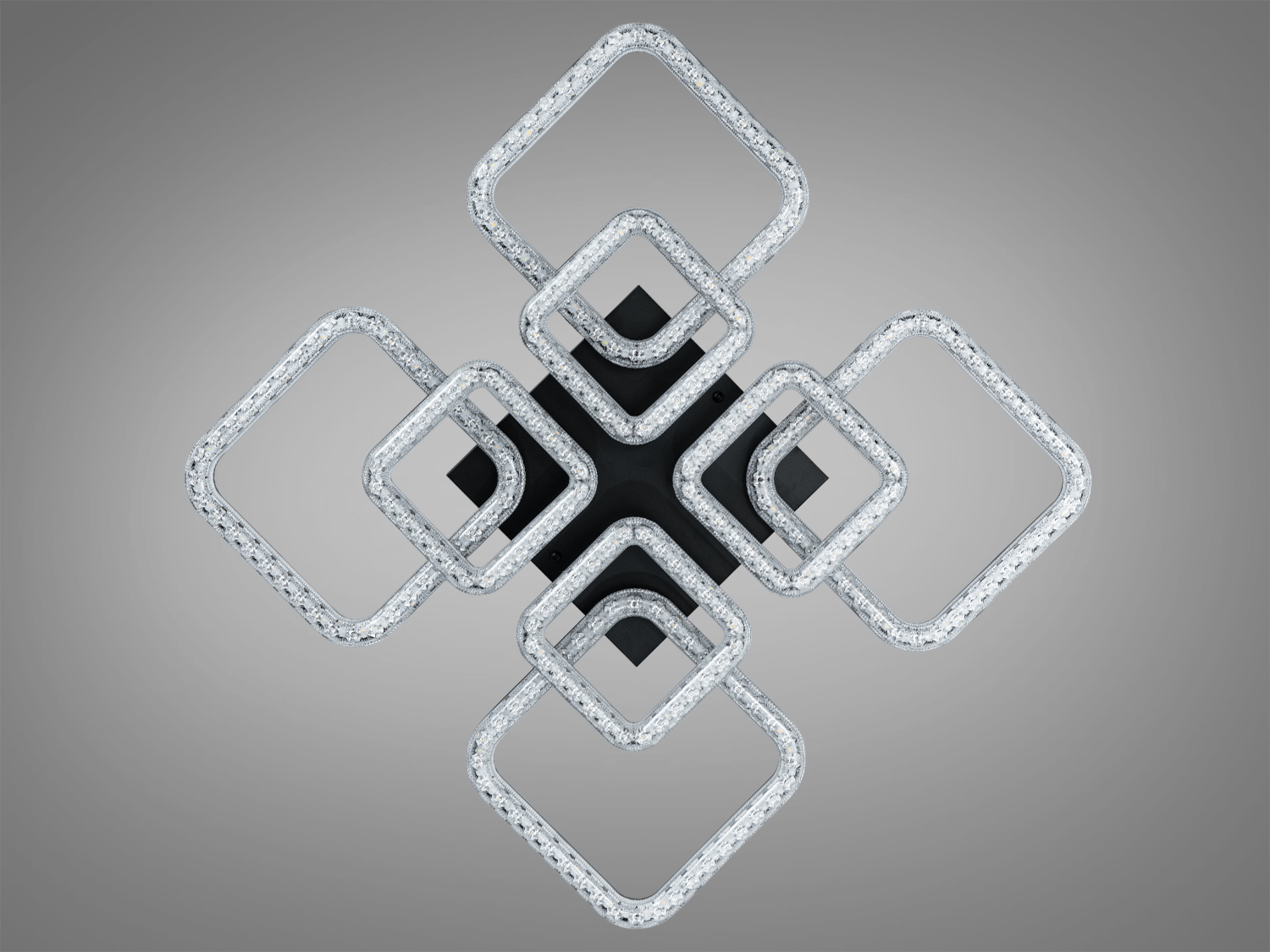 Потолочний світильник з квадратиками та кристалами чорний MX4771-4+4BK-BP-LS