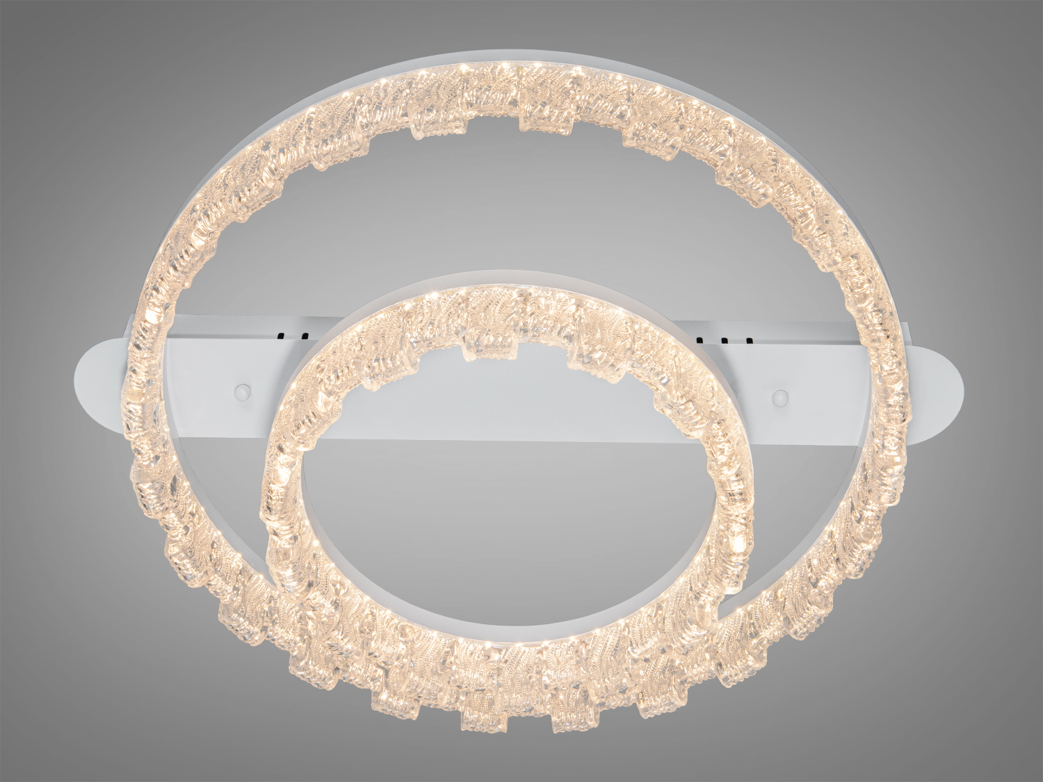 Стельова світлодіодна люстра Diasha MX78205 з двома акриловими кільцями, 72 Вт, для кімнат до 12 м². Білий корпус, рівномірне м′яке світло без пульта.