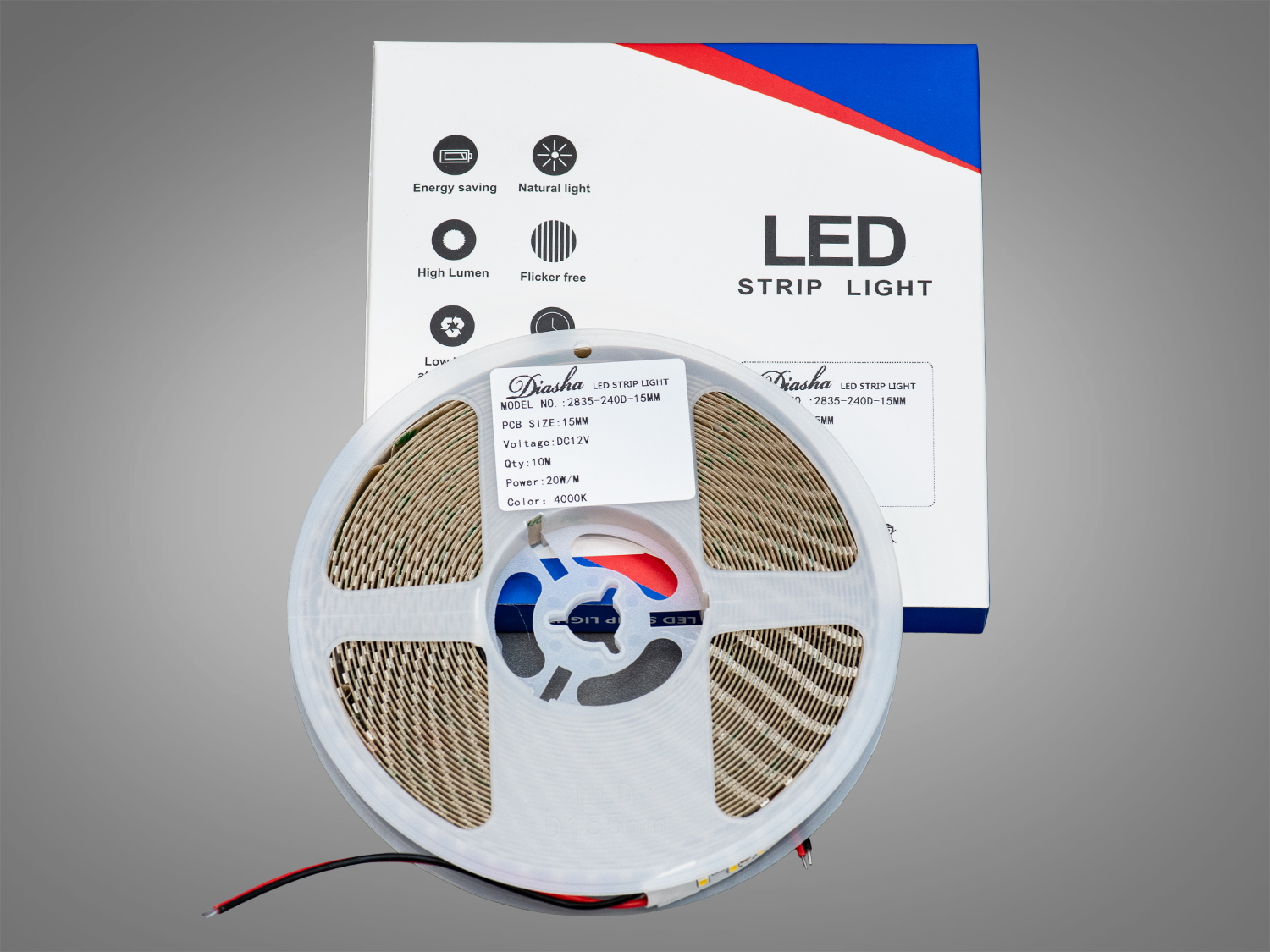 LED стрічка 12В, 240 діодів на метр, 15мм, нейтральний