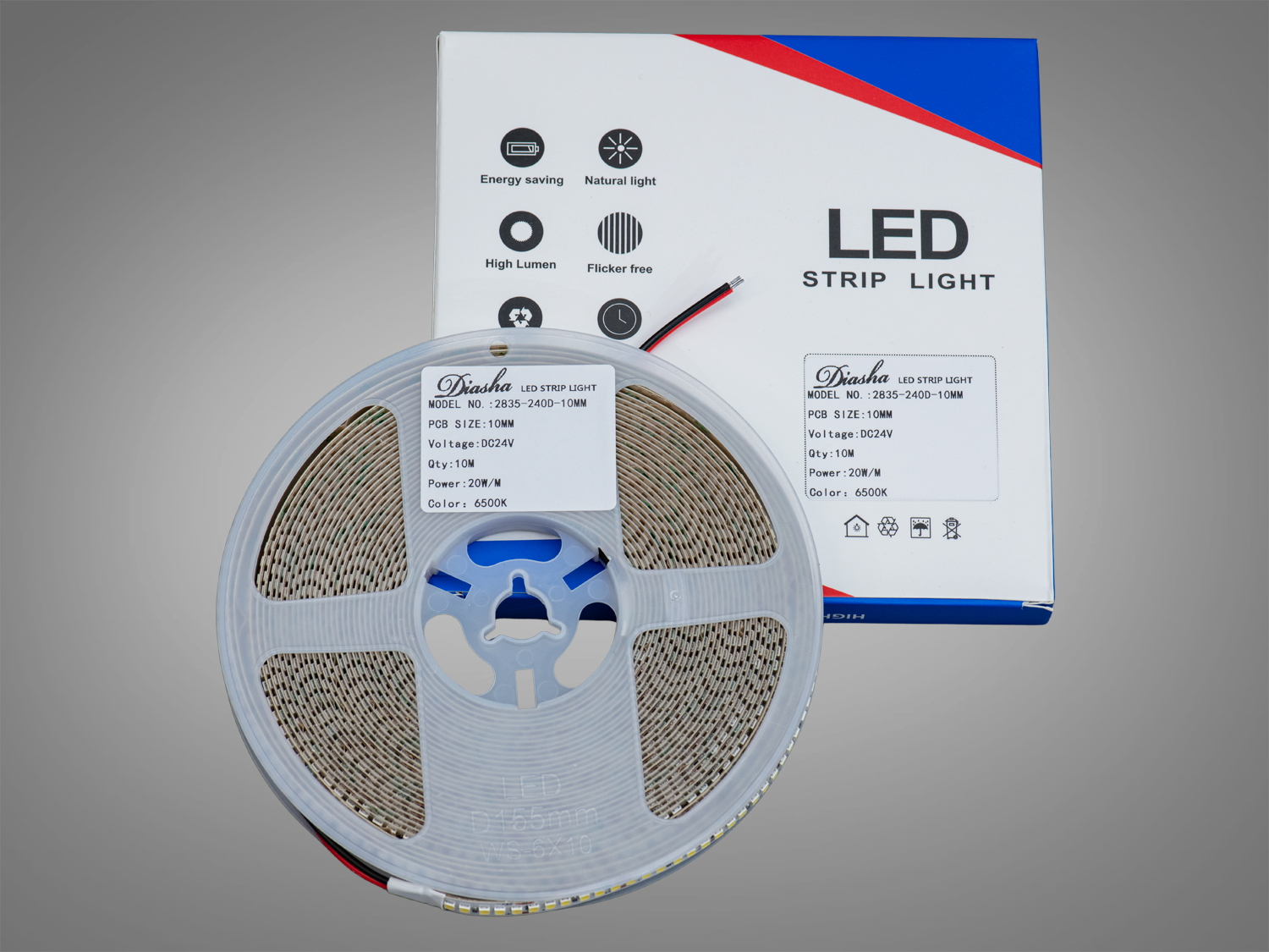 LED стрічка 24в, 240 діодів на метр, 10мм, холодний