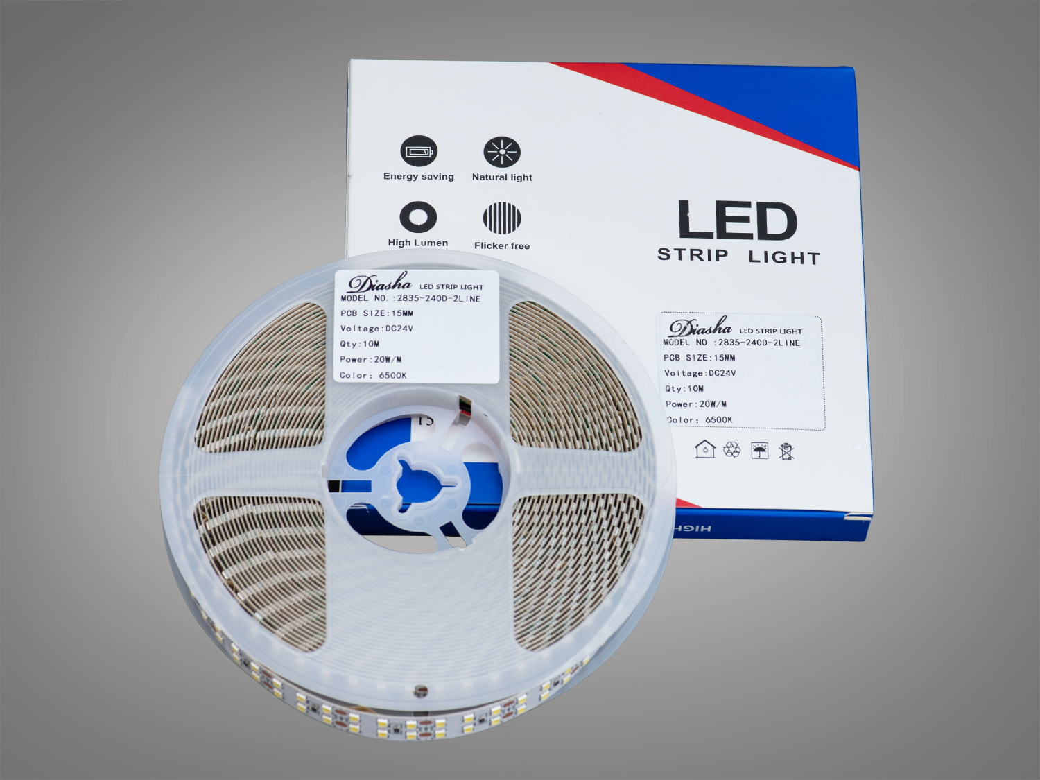 LED стрічка 24в, 240 діодів на метр, 15мм, холодний