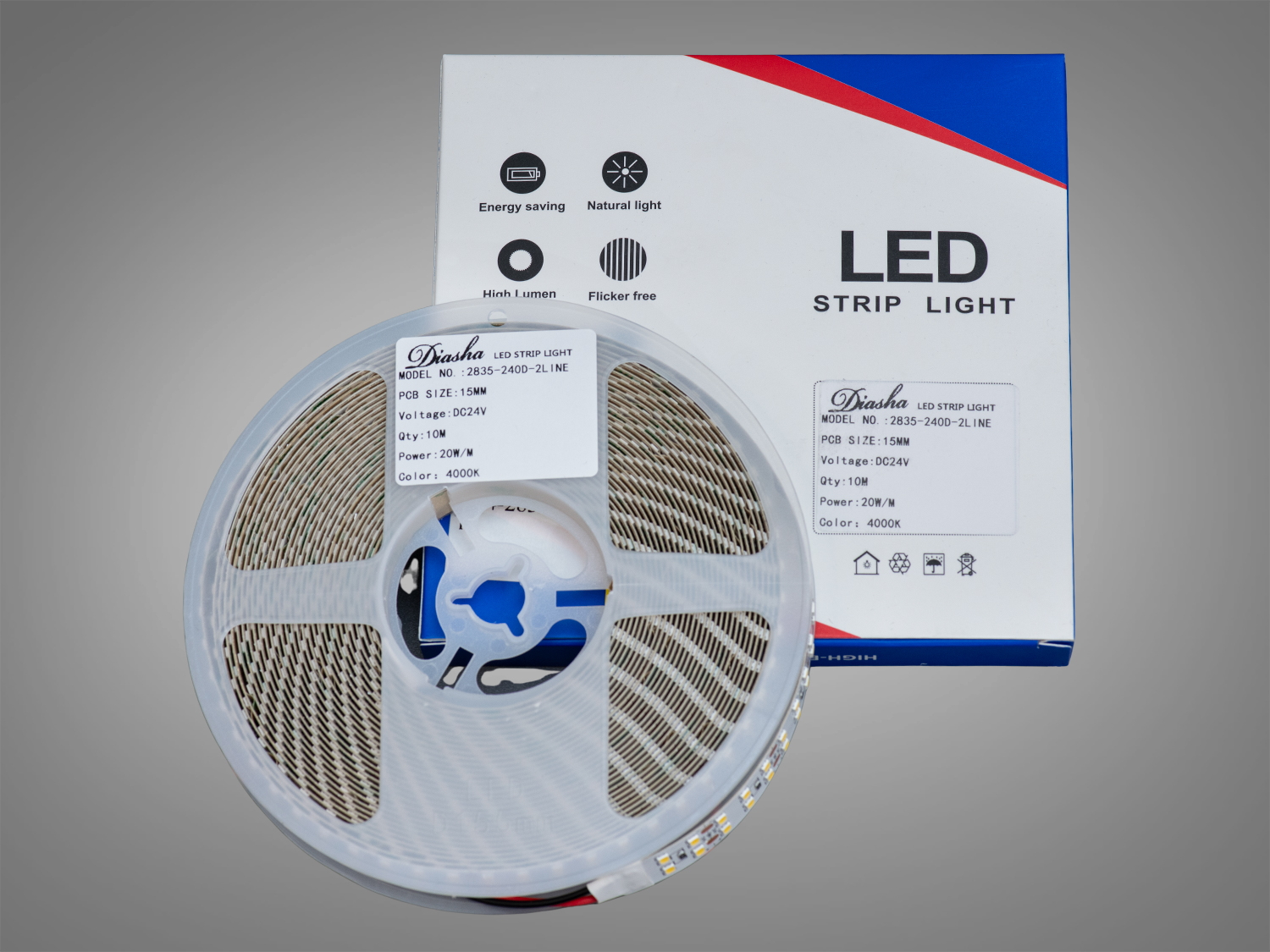 LED стрічка 24в, 240 діодів на метр, 15мм, нейтральний