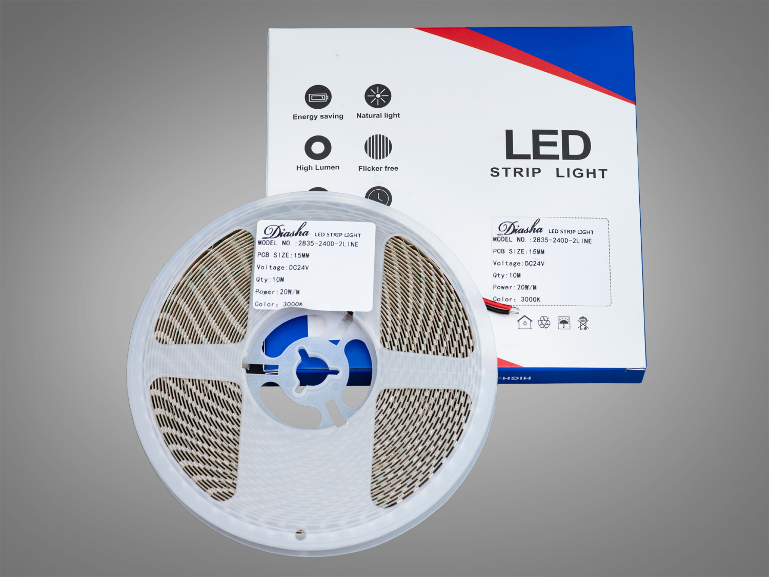 LED стрічка 24В, 240 діодів на метр, 15мм, теплий