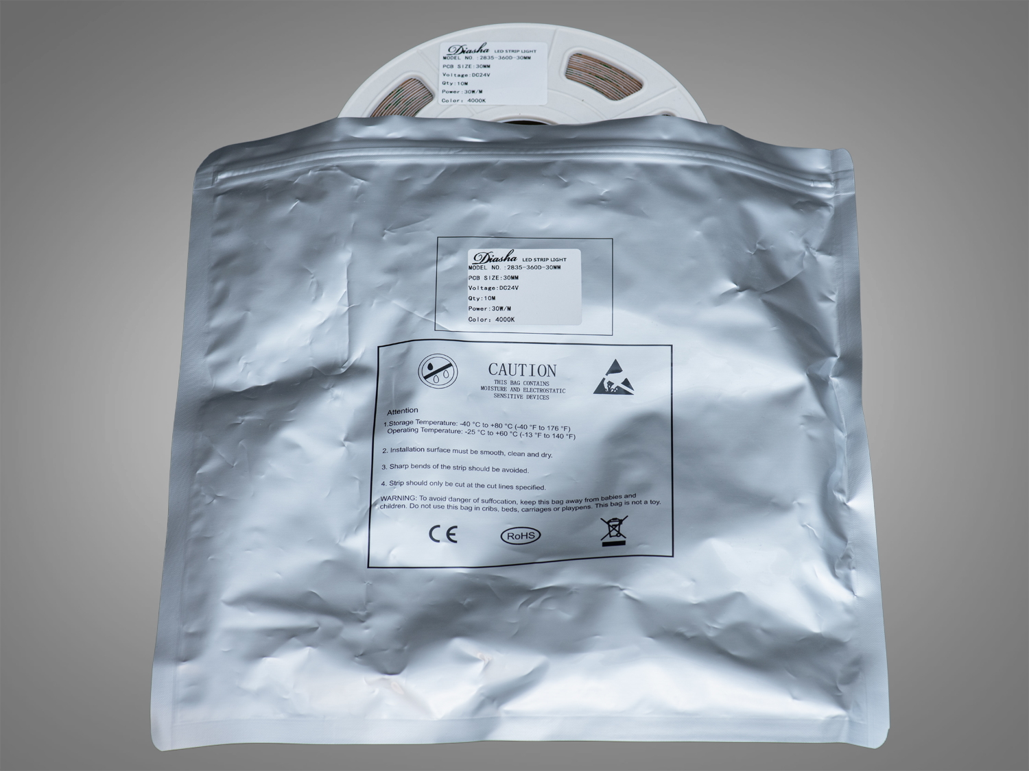 LED стрічка 24В, 360 діодів на метр, 30мм, нейтральний