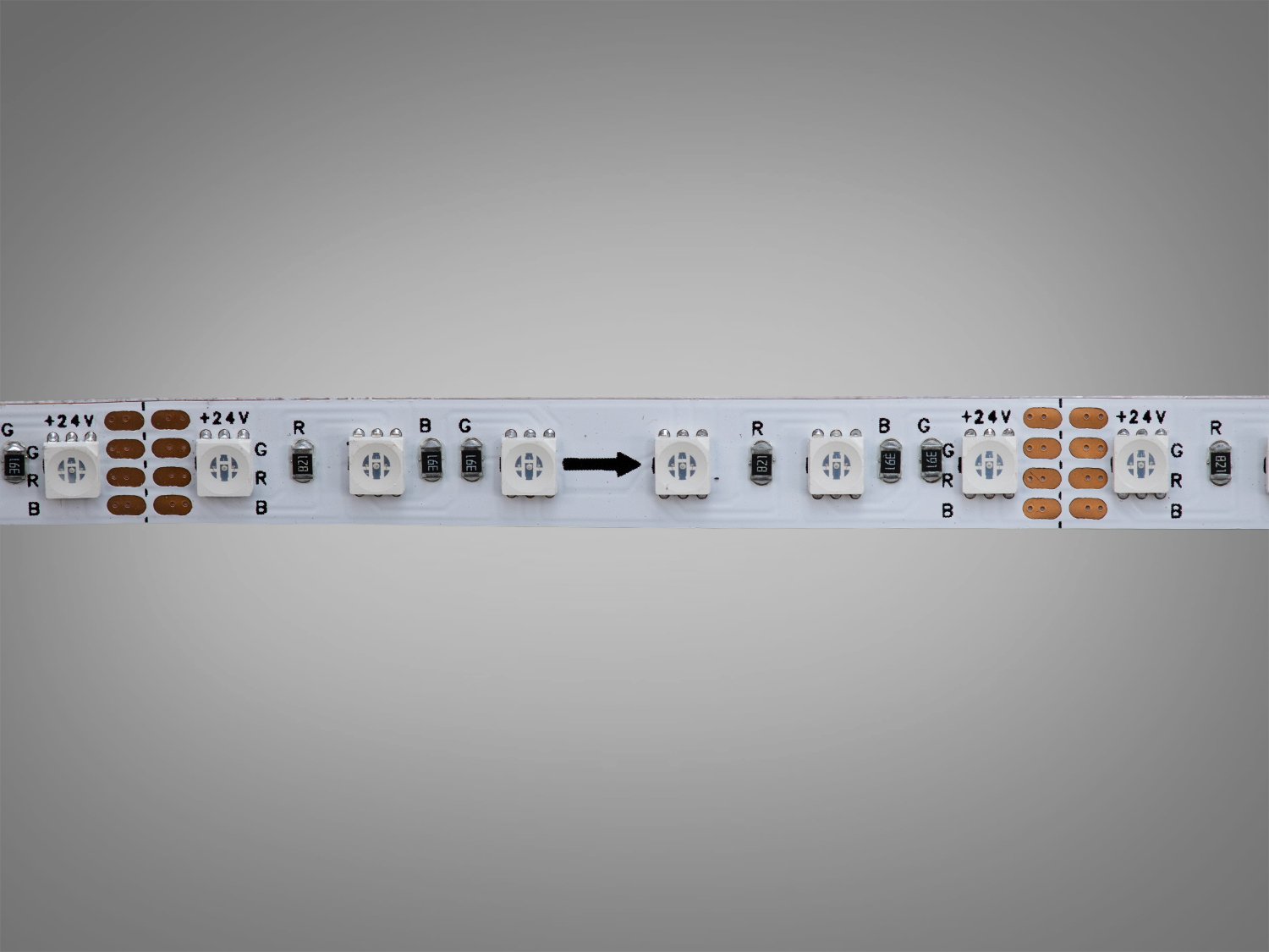 LED стрічка 24В, 108 діодів на метр, 8мм, RGB