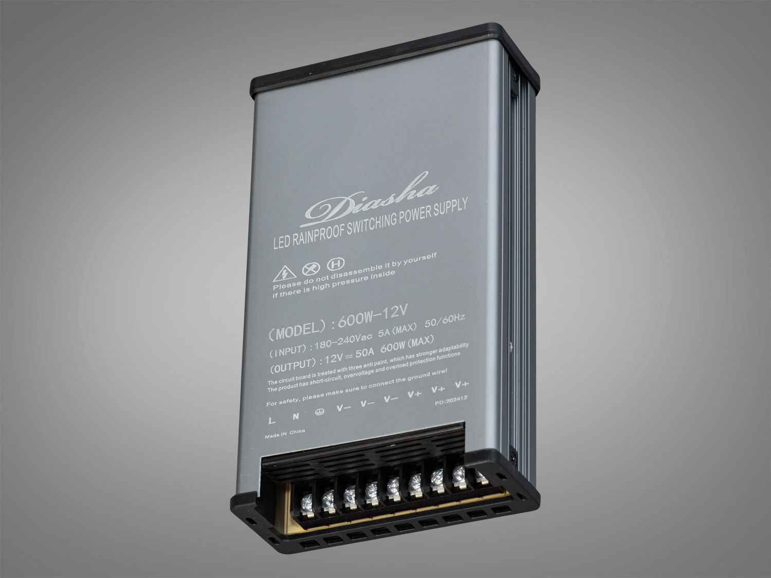 Блок живлення 12В, із захистом від дощу, 600Вт, 50А