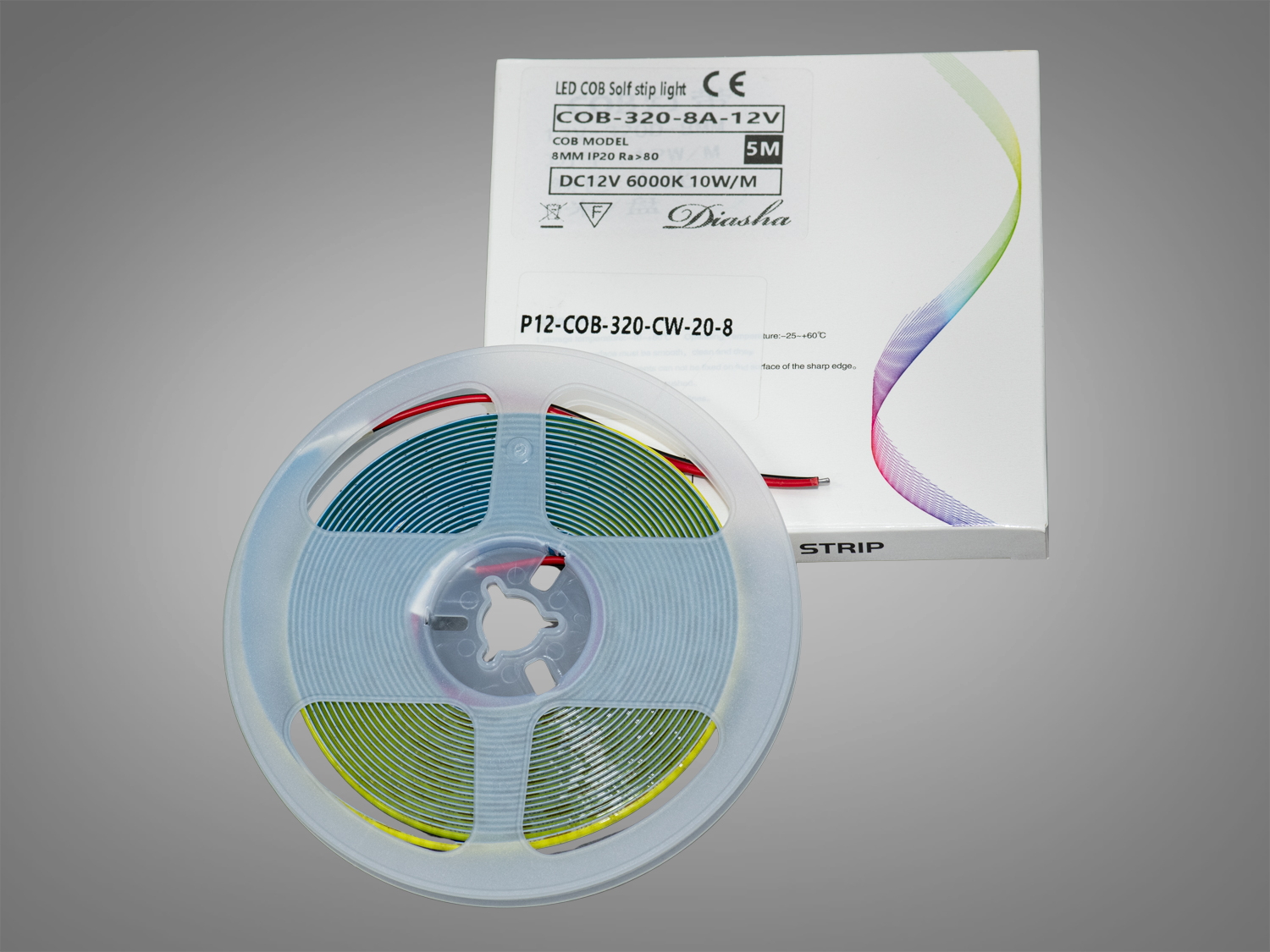 COB LED стрічка 12В, 320 діодів на метр, 8мм, холодний