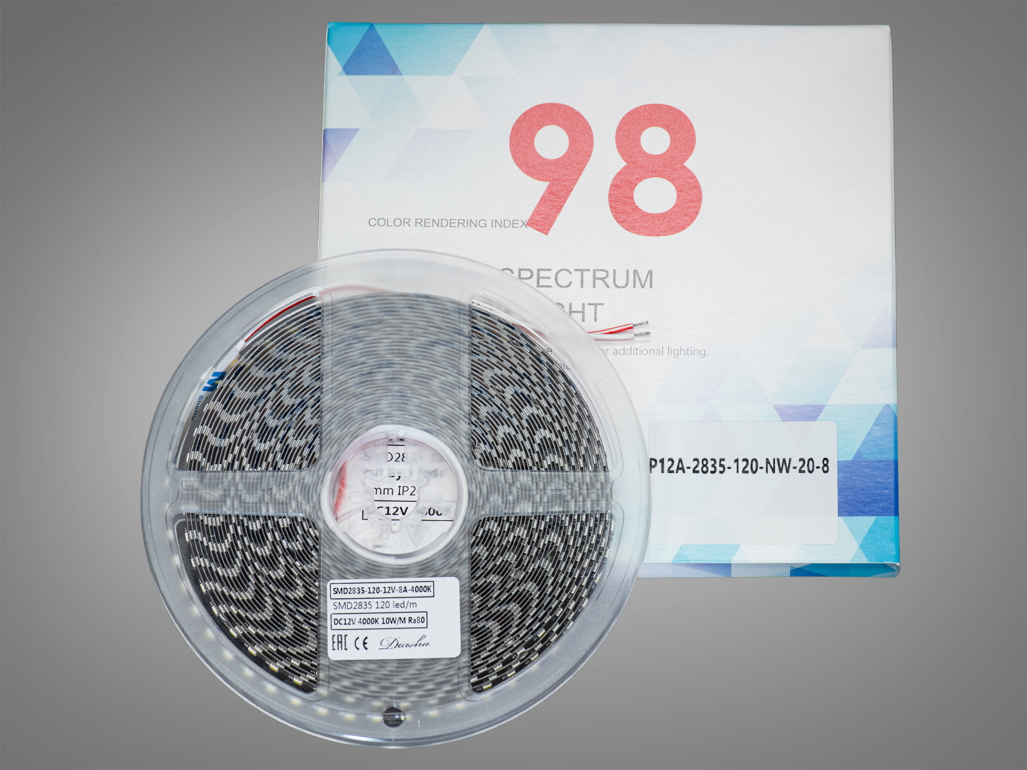 LED стрічка 12В, 120 діодів на метр, 8мм, нейтральний